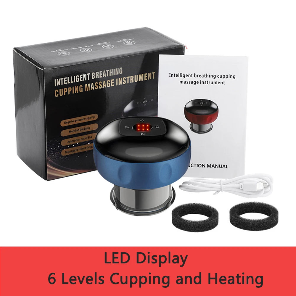 Smart Cupping Blue | 6 Gear Massage Device | Electric Heating Scraping Suction Cups